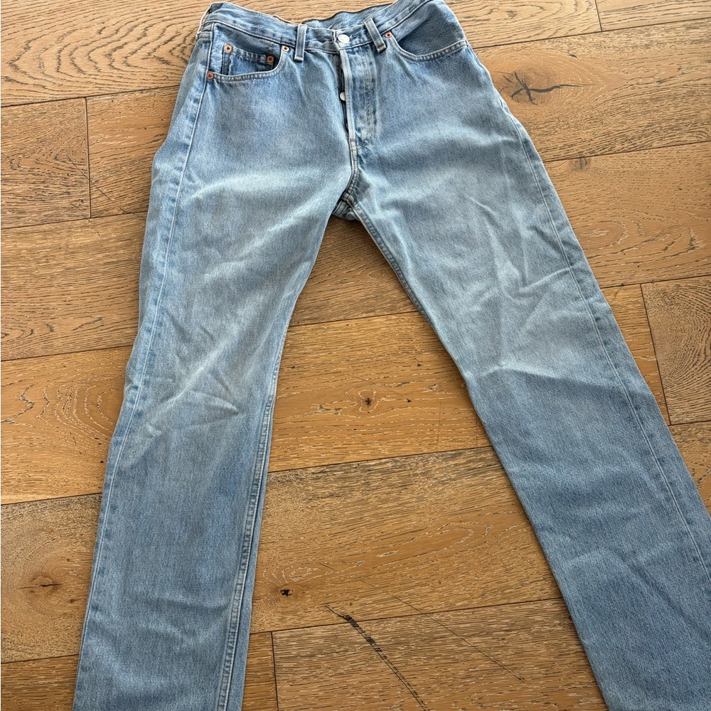 Levi's Blue Straight Leg Jeans with Classic Cotton Texture